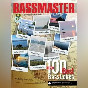 Bassmaster Magazine July/August 2025. 100 Best Bass Lakes. NEW